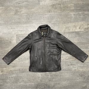 Eddie Bauer Legend Vtg Genuine Leather Stine Jacket Coat Black Full Zip Size M